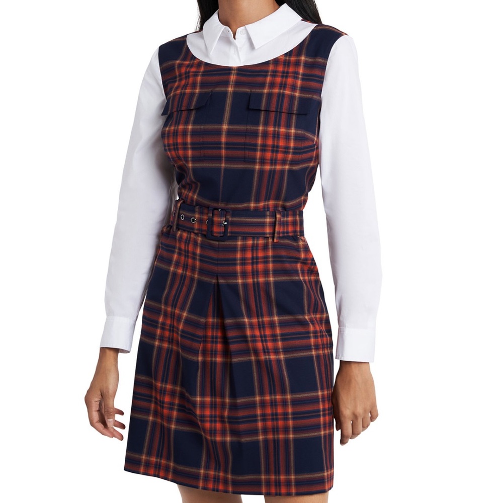 Riley & Rae classic dress plaid with white blouse elegant school girl look y2k